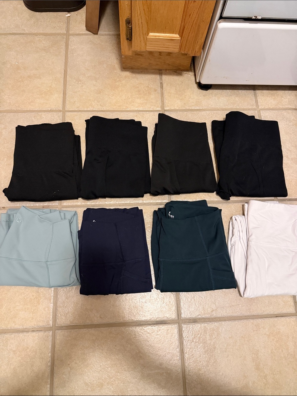 Mixed Folded Leggings Pack - Black, Navy, Teal, Light Blue, White